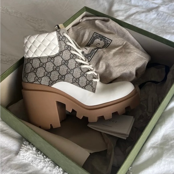Gucci Trip GG Logo Multocolor Leather Ankle Boots 37.5 - Picture 1 of 5